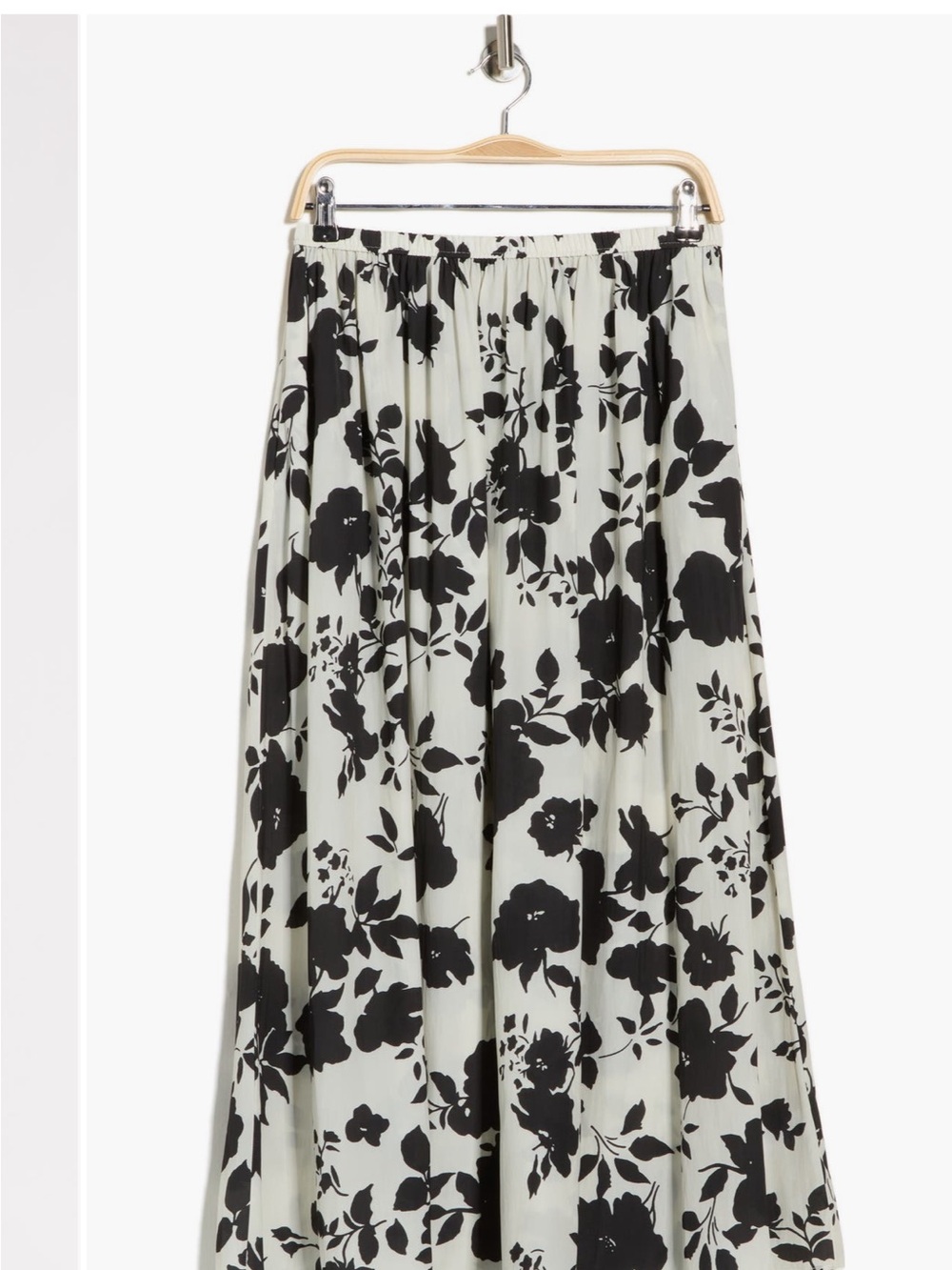 T Tahari Black Floral Print Maxi Skirt on Cream Base